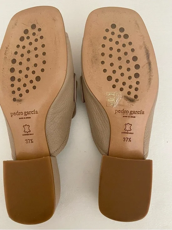 Pedro Garcia Enna Taupe Leather Slide Mules with Wooden Chain size 37.5 - Picture 8 of 11